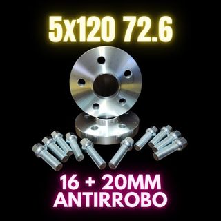 Separadores 16 y 20mm 5x120 72.6 con antirrobo