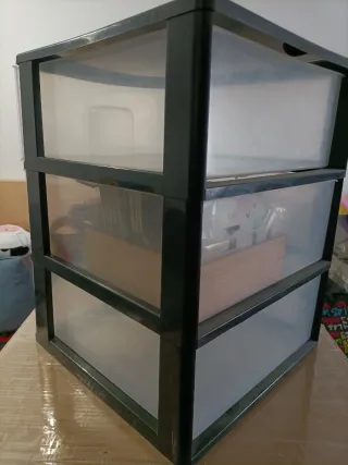 Cajonera Plástica Transparente Negra