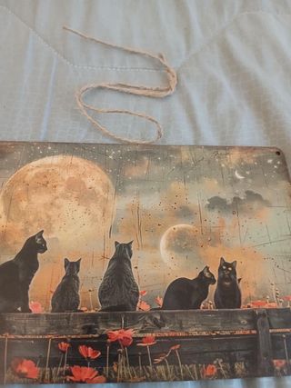 Targa Decorativa 5 Gatti Luna