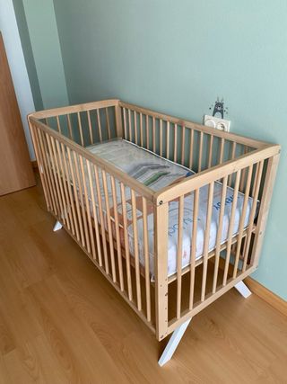 Cuna de bebé madera con colchón my baby mattress