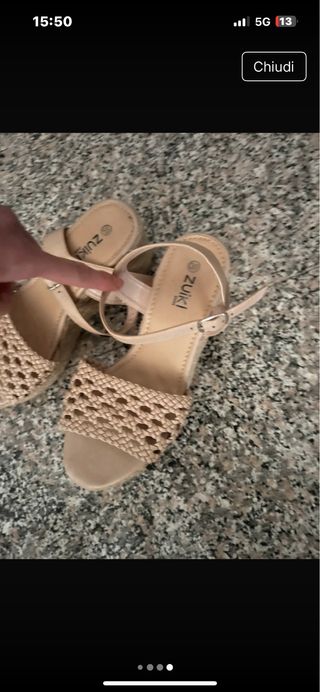 Sandali estivi con zeppa beige Tg 38