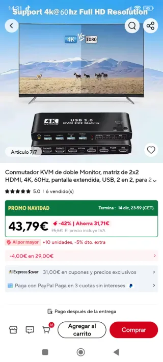 Interruttore KVM USB 3.0 4K con Telecomando 2x2