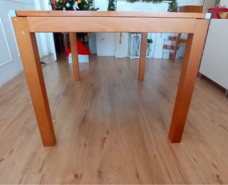 Mesa de comedor extensible madera y cristal