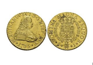 Moneda 8 Escudos Oro Fernando VI