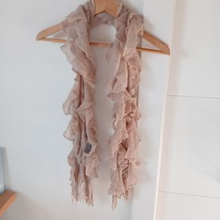 Bufanda Golddigga volantes beige/rosa