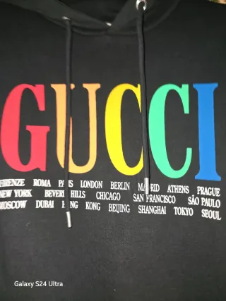 Felpa Gucci Nera e multicolore,con cappuccio,usata