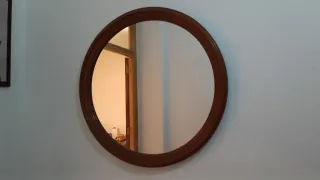 Espejo Redondo Madera y Cristal