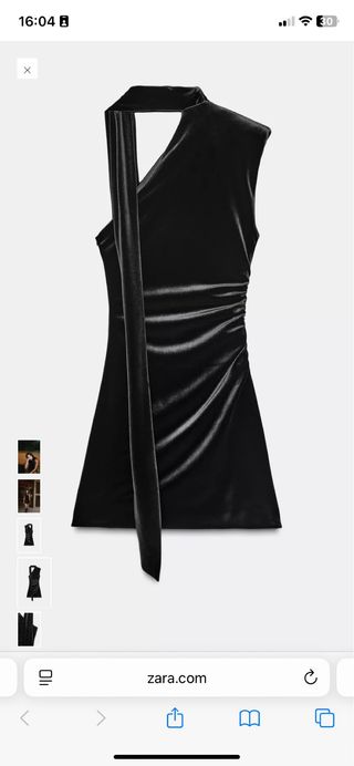 Vestito Zara in Velluto con Foulard Nero