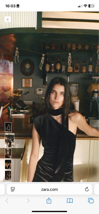 Vestito Zara in Velluto con Foulard Nero