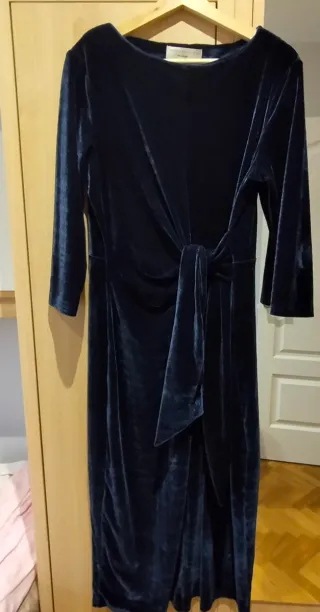Vestido fiesta terciopelo azul Woman.  Talla L-44