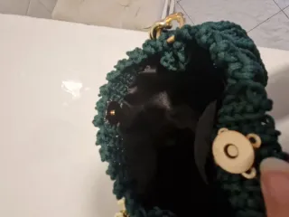 Borsetta donna cordino verde con catena oro