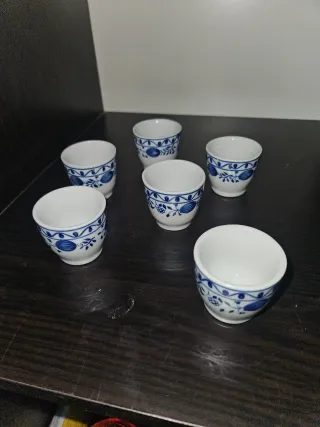 Set di 6 tazze in porcellana blu con motivo a cipolla