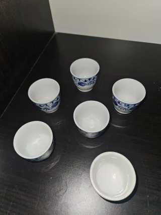 Set di 6 tazze in porcellana blu con motivo a cipolla
