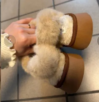 Ciabatte pantofole donna pelo marrone beige