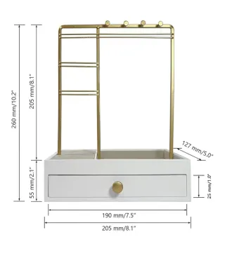 Organizador de Joyas Dorado y Blanco