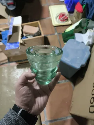 Portacandele in vetro verde