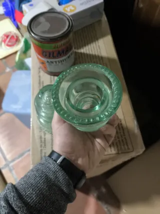 Portacandele in vetro verde