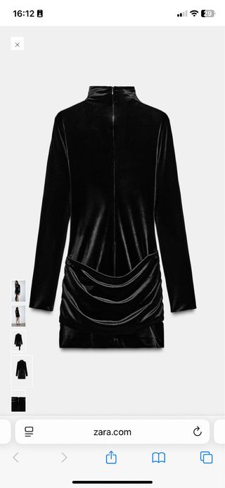 Vestito corto in velluto nero con cintura Zara