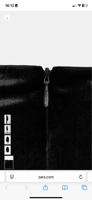 Vestito corto in velluto nero con cintura Zara