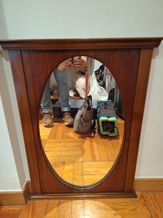 Specchio ovale per ingresso in legno