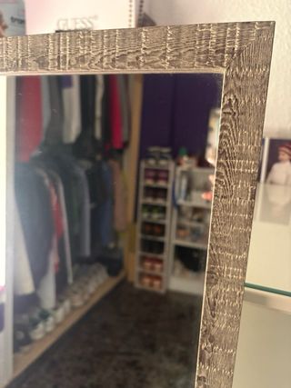 Specchio con cornice effetto legno beige/marrone