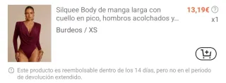 Body burdeos manga larga
