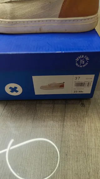 Zapatillas náuticas tela y piel beige/marrón T37