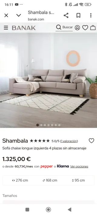 Divano Chaise Longue Banak Sinistra Beige