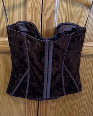 Top Corsé Terciopelo Marrón Zara