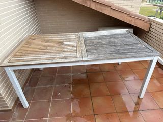 Mesa extensible madera y aluminio exterior