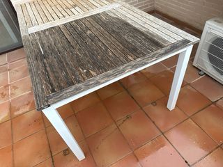 Mesa extensible madera y aluminio exterior