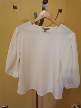 Blusa H&M Blanca Manga Acampanada Talla XS