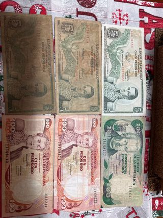 Banconote Colombiane 5, 100 e 200 Peso Oro