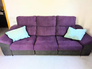 Sofá 3 plazas, asientos deslizantes