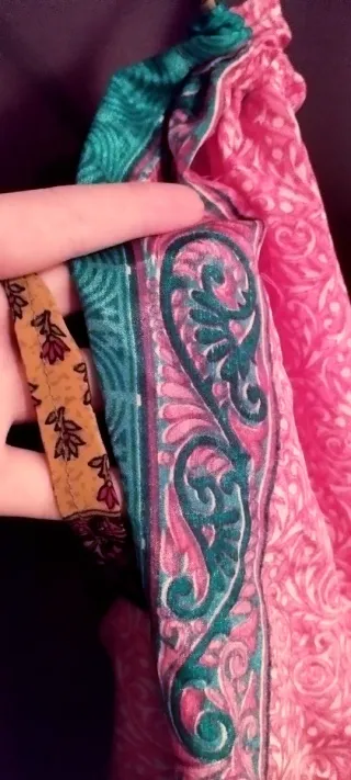 Saco/Mochila de Seda India Rosa y Turquesa