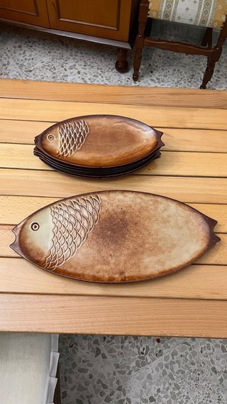 6+1 Piatti Ceramica Forma Pesce