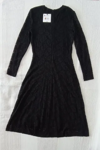 Vestido Desigual encaje flores bordadas negro