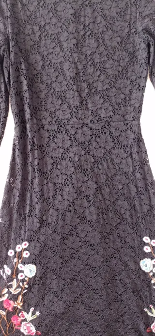 Vestido Desigual encaje flores bordadas negro