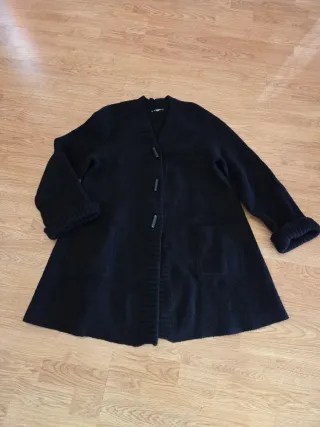 Abrigo maxi negro de punto en lana original Katmai