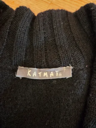 Abrigo maxi negro de punto en lana original Katmai