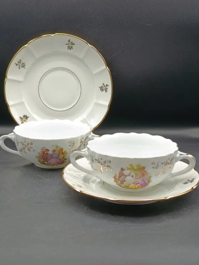 Set tazze consomé in porcellana francese