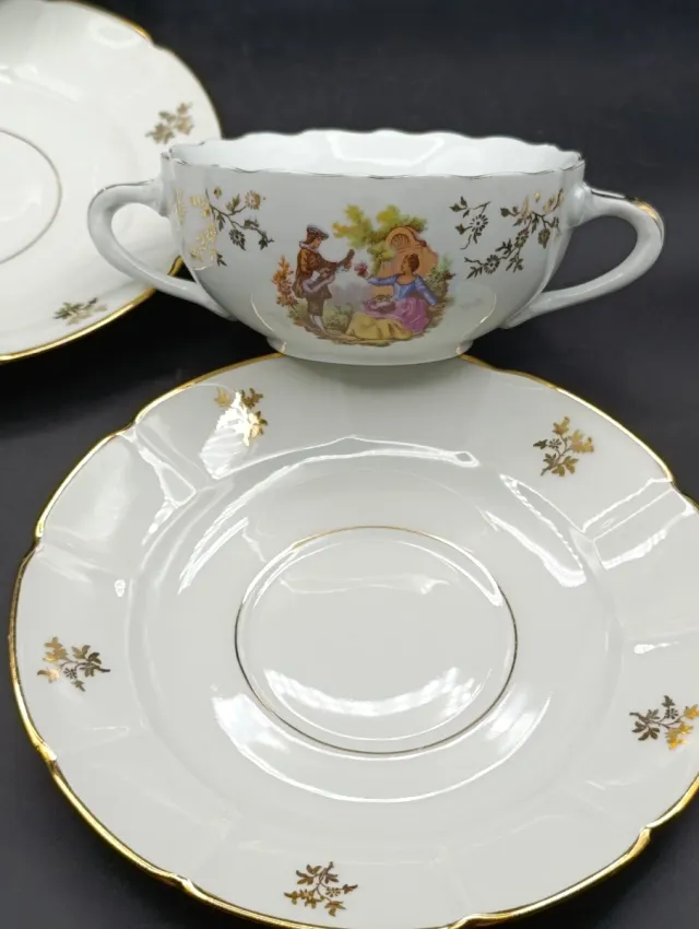 Set tazze consomé in porcellana francese