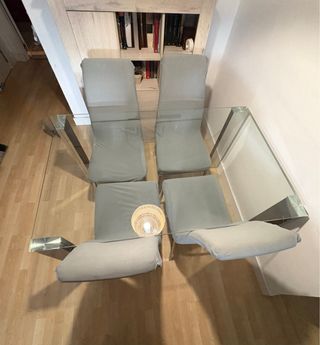 Mesa de comedor cristal y metal