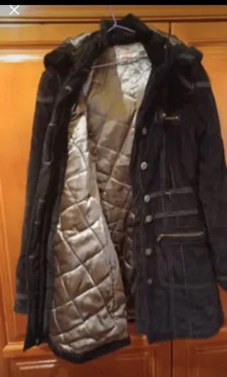 Abrigo pana mujer talla 42 negro