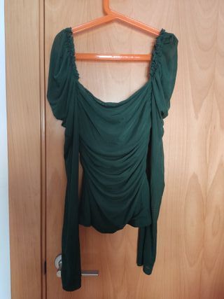 Top drapeado verde Shein