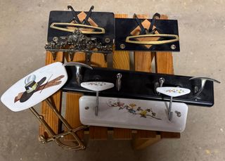 Set 6 Appendiabiti Ceramica e Metallo