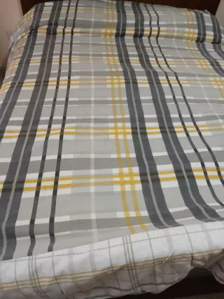 Copripiumino a quadri grigio e giallo matrimoniale