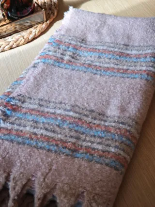 Bufanda beige y multicolor 50x180cm