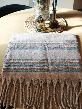 Bufanda beige y multicolor 50x180cm