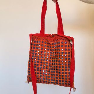 Borsa boho vintage arancione con specchi